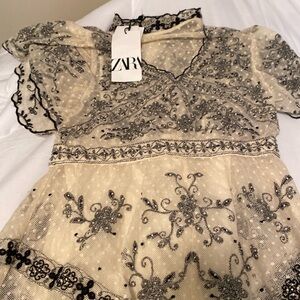 NWT Zara lace embroidered dress. Size S.